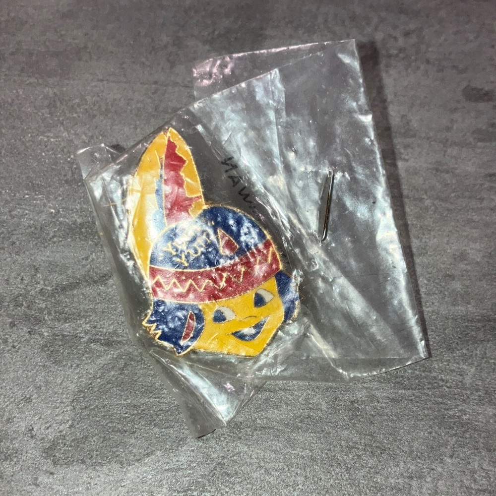 Krispy Kernels Yum Yum Chips Mascot Vintage Promotional Pin​